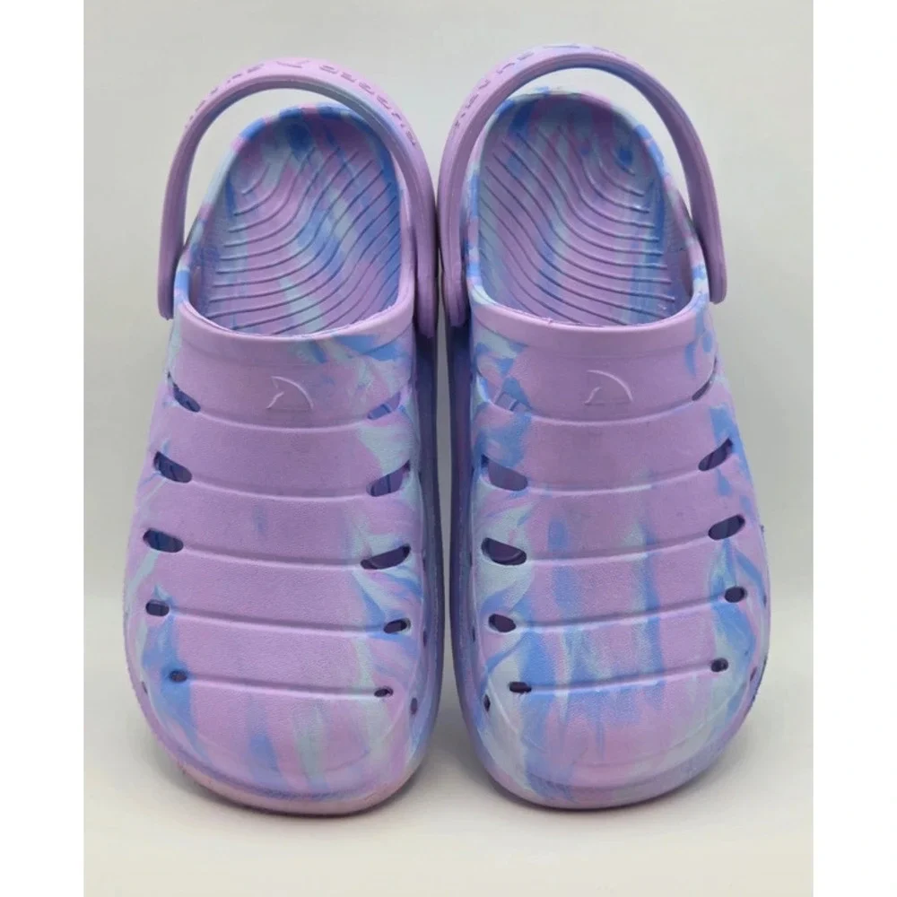 Rugged Shark Kids EVA Clog Purple Blue Marble Swirl Water Shoe Size 8